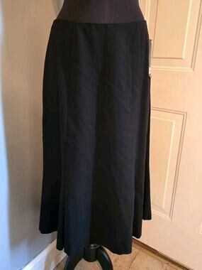 Vintage Lauren Ralph Lauren Wool Midi Skirt Pencil Long Black Size 8 NWT NOS